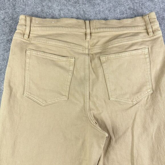 Ann Taylor Loft Jeans Women 12 Tan Wide Leg Crop Preppy Stretch Denim Minimalist - Picture 10 of 16